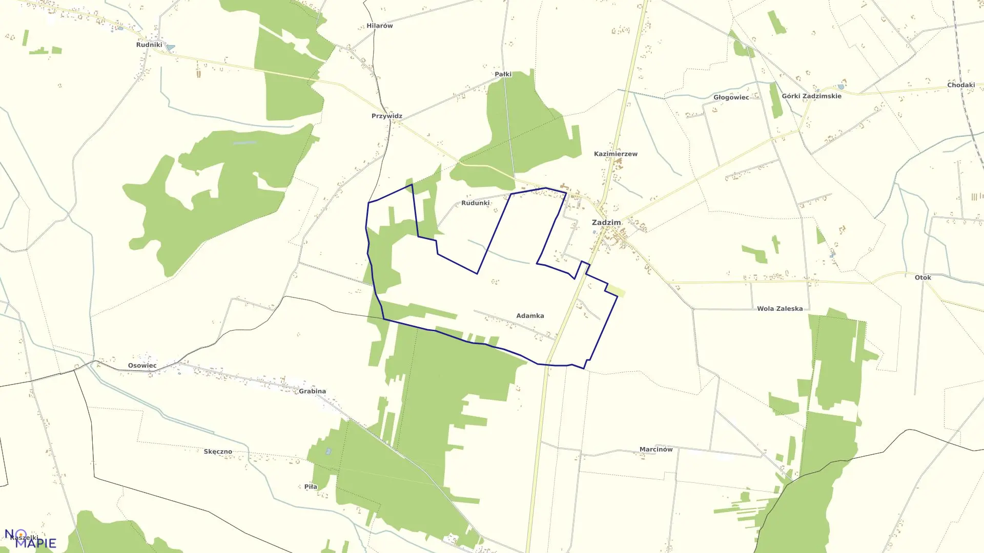 Mapa obrębu ADAMKA w gminie Zadzim