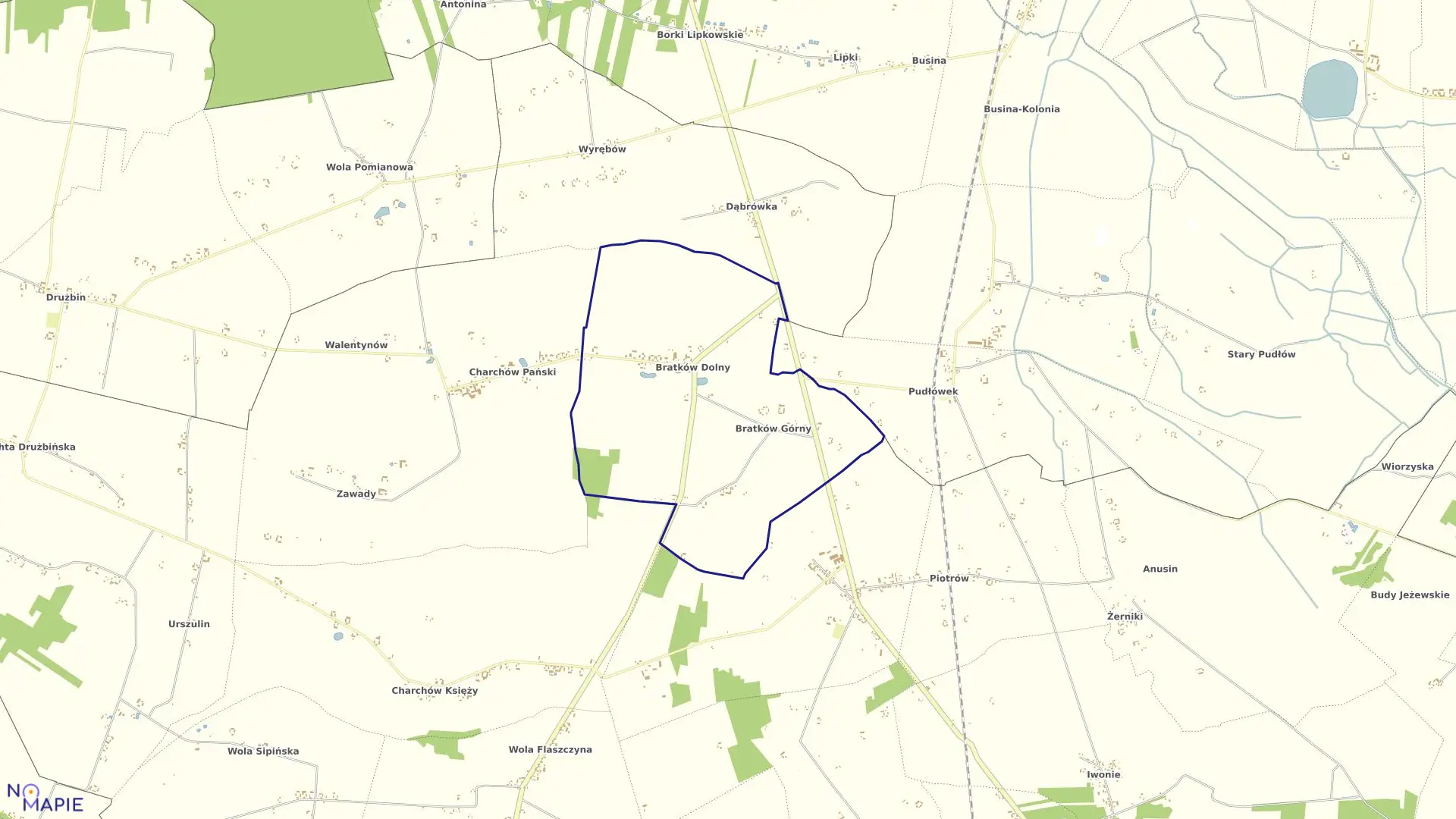 Mapa obrębu BRATKÓW w gminie Zadzim