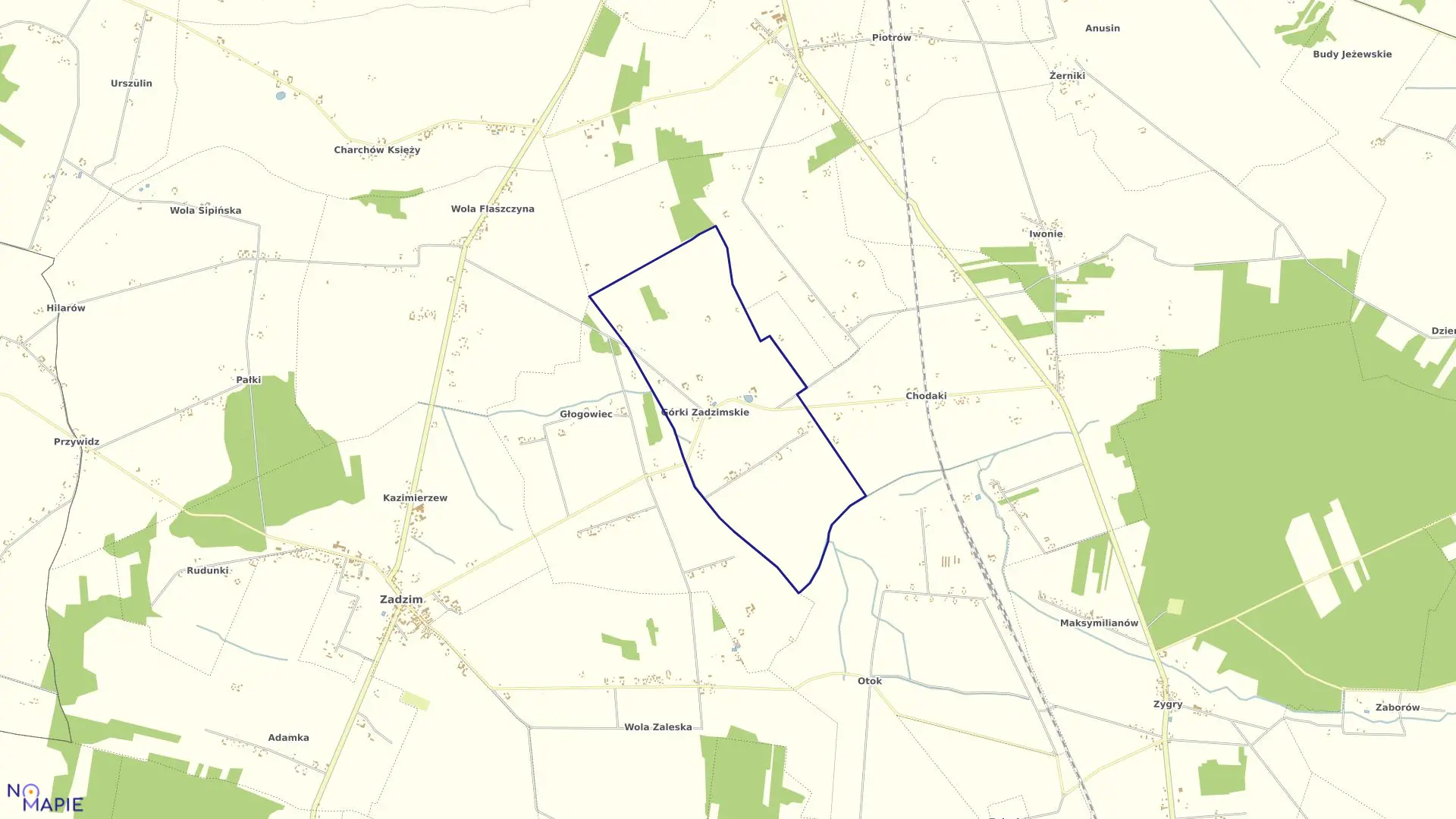 Mapa obrębu GÓRKI ZADZIMSKIE w gminie Zadzim